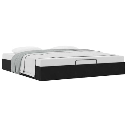 Cadre de lit ottoman avec matelas noir 180x200 cm velours