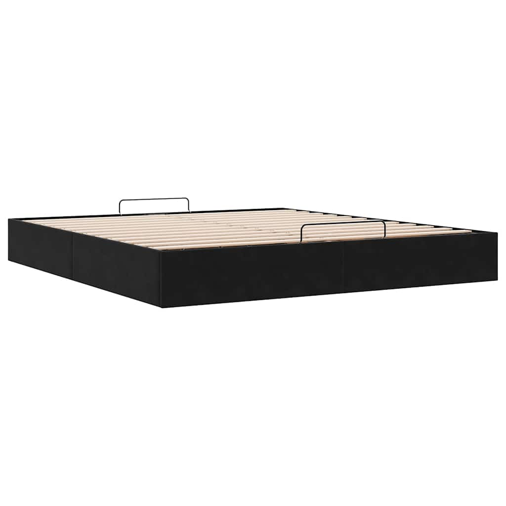 Cadre de lit ottoman avec matelas noir 180x200 cm velours