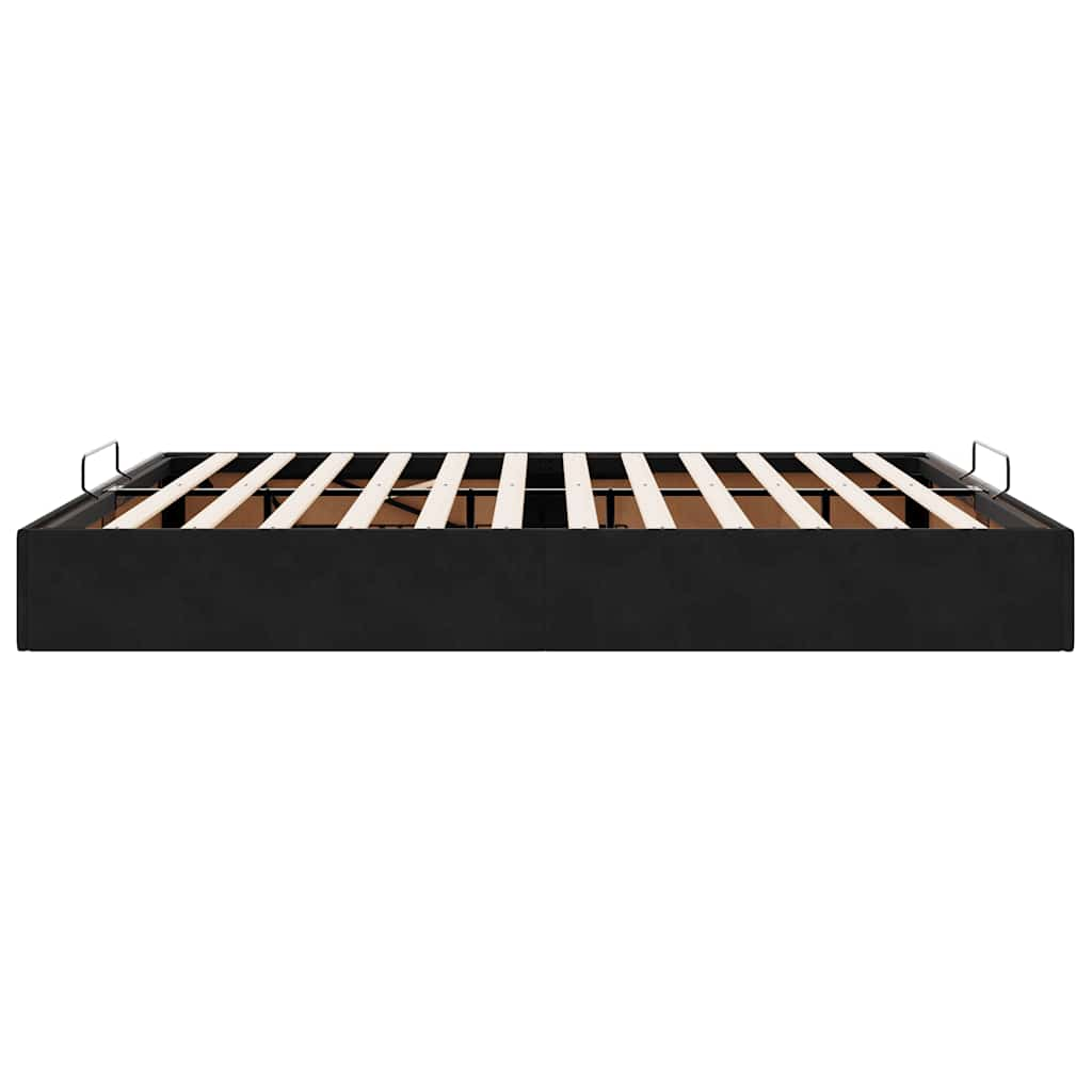 Cadre de lit ottoman avec matelas noir 180x200 cm velours