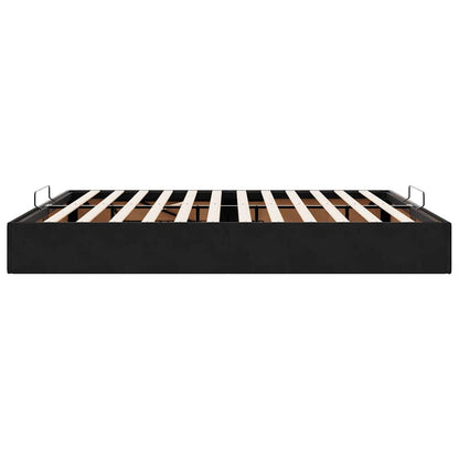 Cadre de lit ottoman avec matelas noir 180x200 cm velours