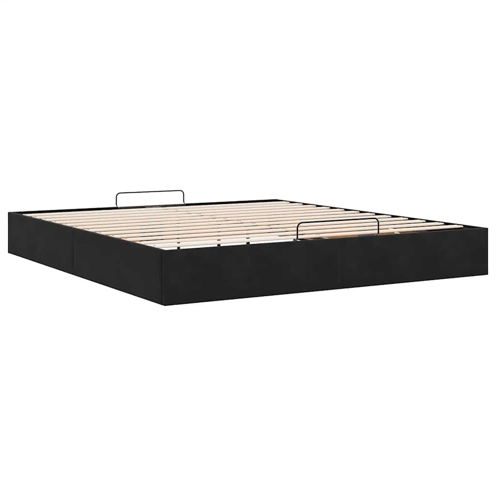 Cadre de lit ottoman avec matelas noir 180x200 cm velours