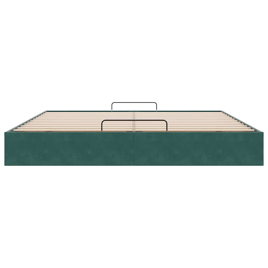 Cadre de lit ottoman avec matelas vert foncé 180x200 cm velours