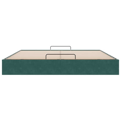 Cadre de lit ottoman avec matelas vert foncé 180x200 cm velours