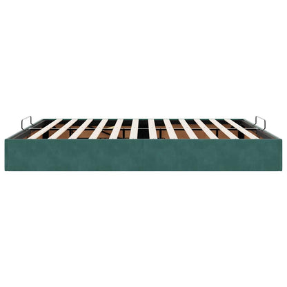 Cadre de lit ottoman avec matelas vert foncé 180x200 cm velours