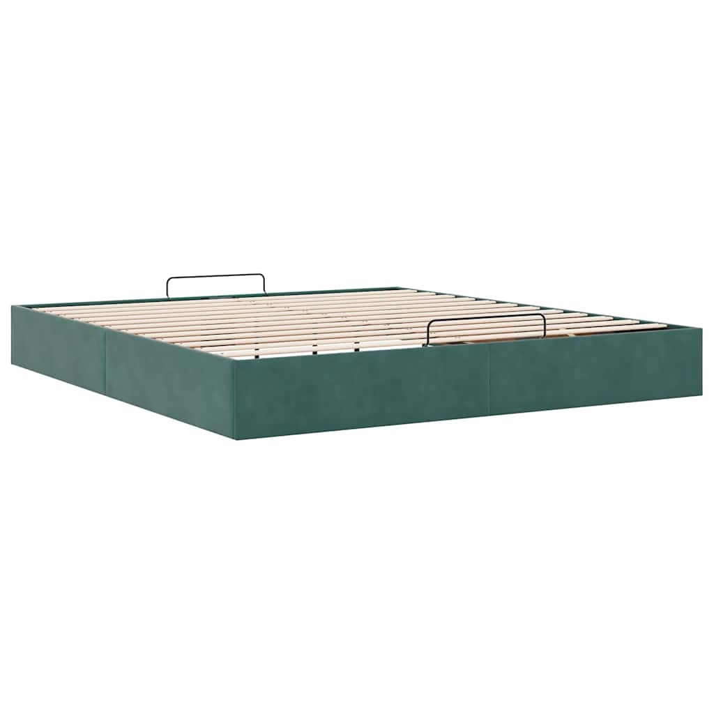 Cadre de lit ottoman avec matelas vert foncé 180x200 cm velours