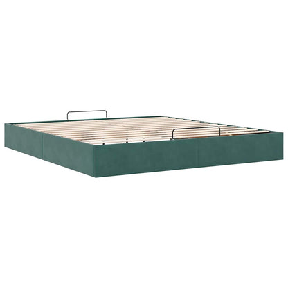 Cadre de lit ottoman avec matelas vert foncé 180x200 cm velours