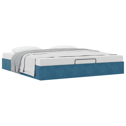 Cadre de lit ottoman sans matelas bleu foncé 180x200 cm velours