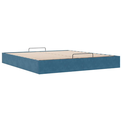 Cadre de lit ottoman sans matelas bleu foncé 180x200 cm velours