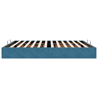 Cadre de lit ottoman sans matelas bleu foncé 180x200 cm velours