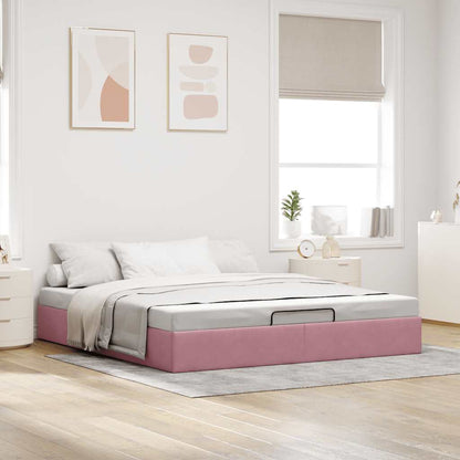 Cadre de lit ottoman sans matelas rose 180x200 cm velours