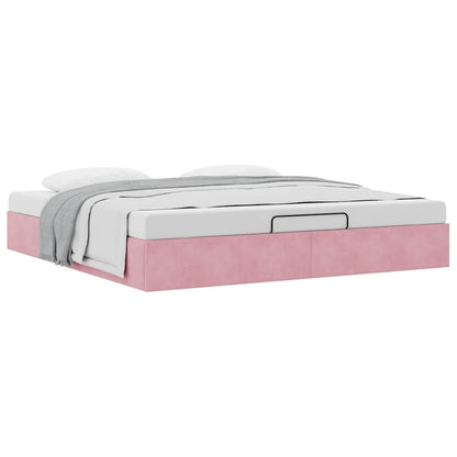 Cadre de lit ottoman sans matelas rose 180x200 cm velours