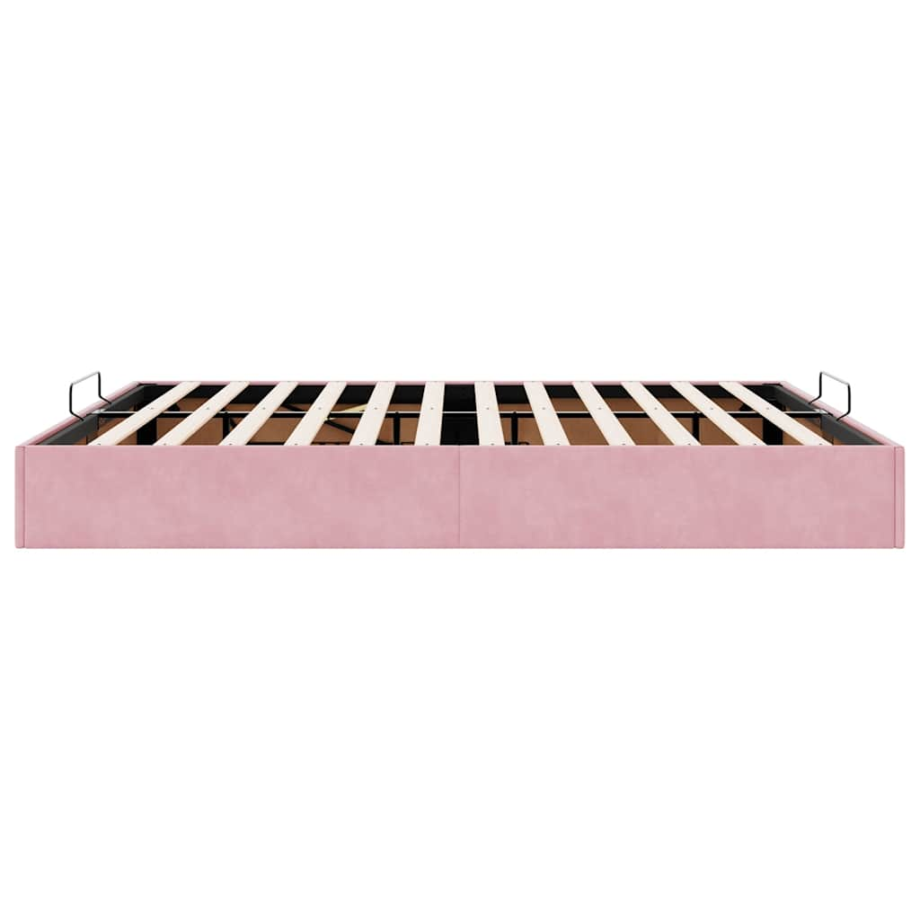 Cadre de lit ottoman sans matelas rose 180x200 cm velours