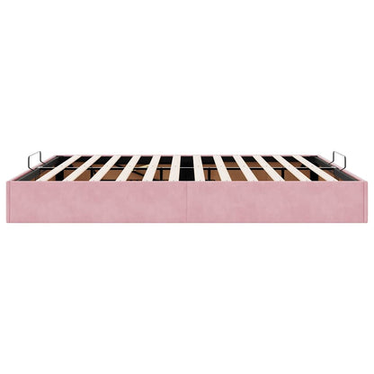 Cadre de lit ottoman sans matelas rose 180x200 cm velours