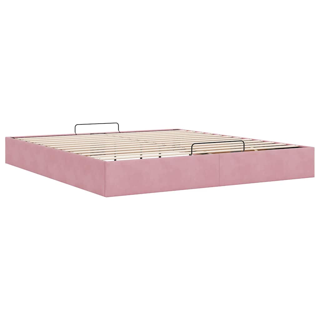 Cadre de lit ottoman sans matelas rose 180x200 cm velours