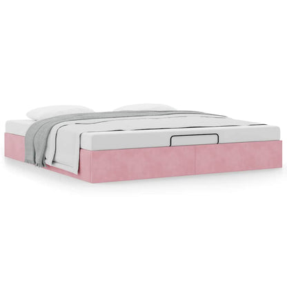 Cadre de lit ottoman sans matelas rose 180x200 cm velours