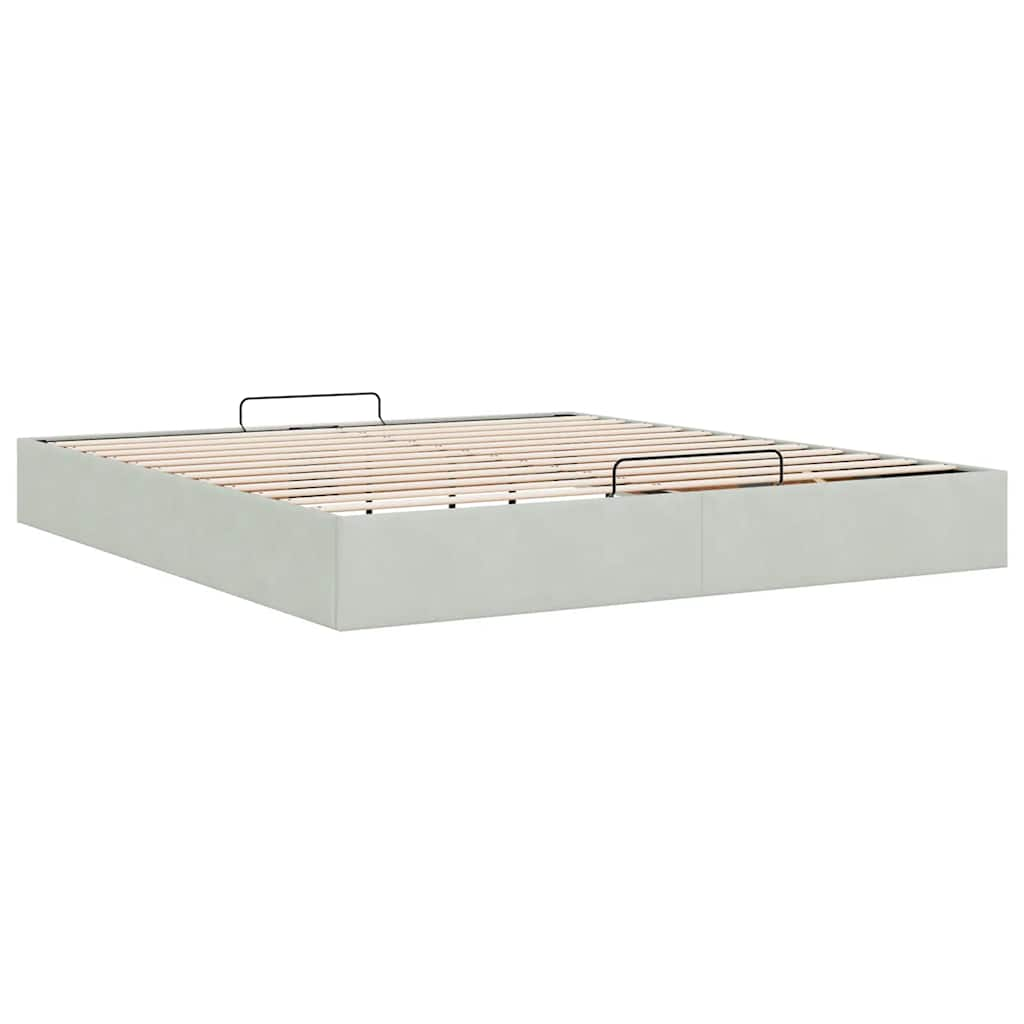 Cadre de lit ottoman sans matelas gris clair 200x200 cm velours