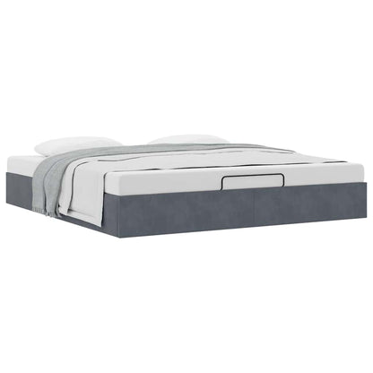 Cadre de lit ottoman sans matelas gris foncé 200x200 cm velours