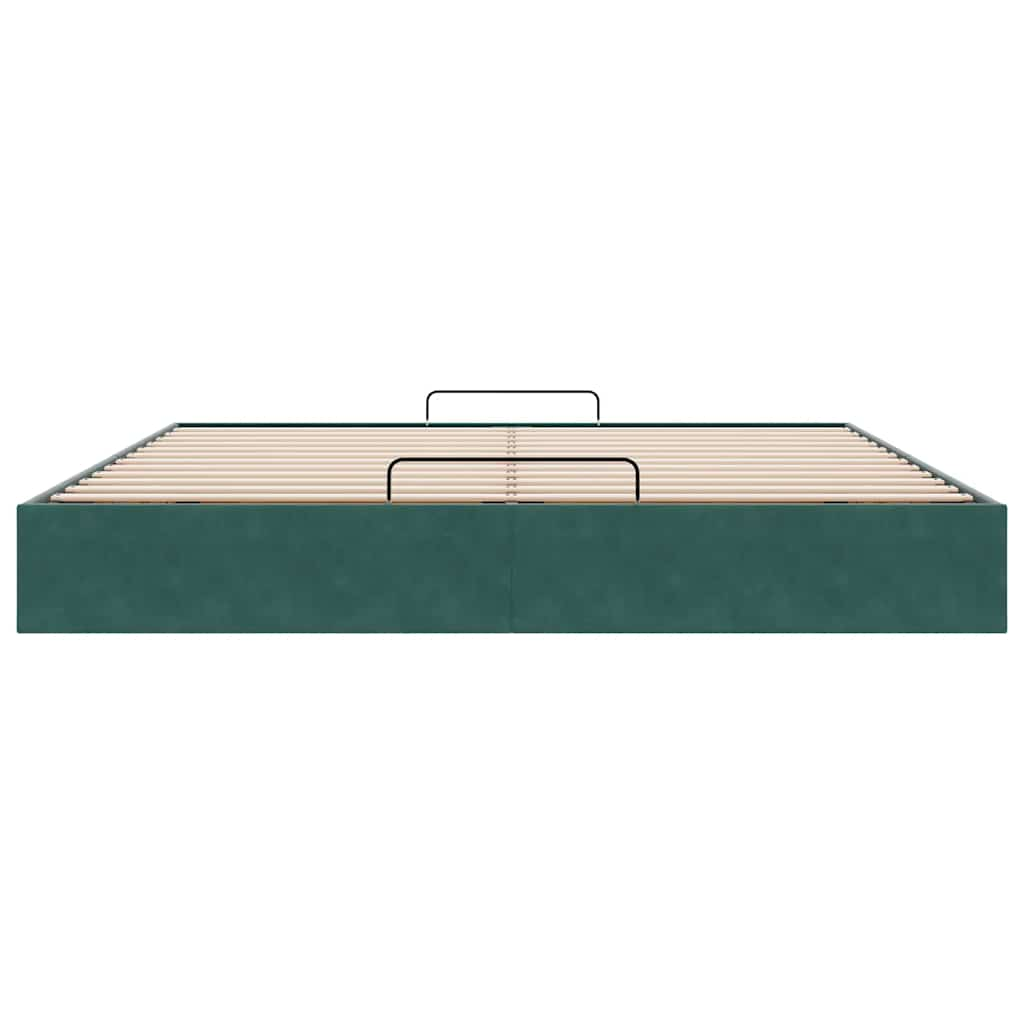 Cadre de lit ottoman sans matelas vert foncé 200x200 cm velours