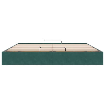 Cadre de lit ottoman sans matelas vert foncé 200x200 cm velours