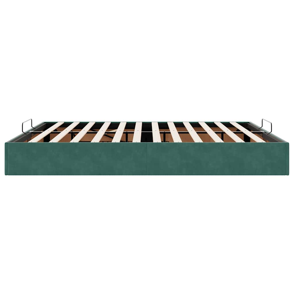 Cadre de lit ottoman sans matelas vert foncé 200x200 cm velours