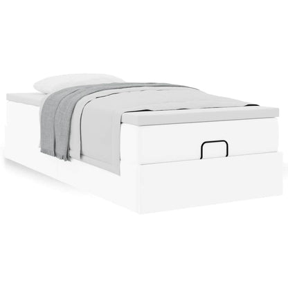 Cadre de lit ottoman avec matelas blanc 80x200 cm similicuir