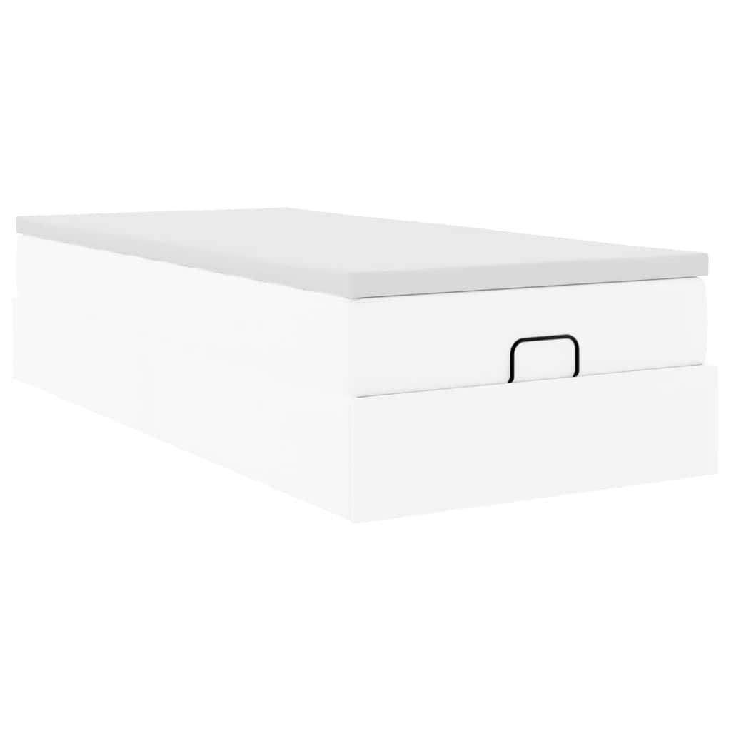 Cadre de lit ottoman avec matelas blanc 80x200 cm similicuir