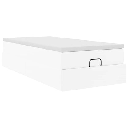 Cadre de lit ottoman avec matelas blanc 80x200 cm similicuir