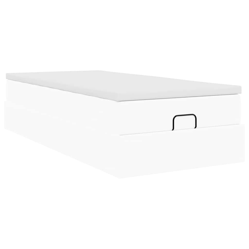 Cadre de lit ottoman avec matelas blanc 80x200 cm similicuir