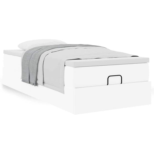 Cadre de lit ottoman avec matelas blanc 80x200 cm similicuir