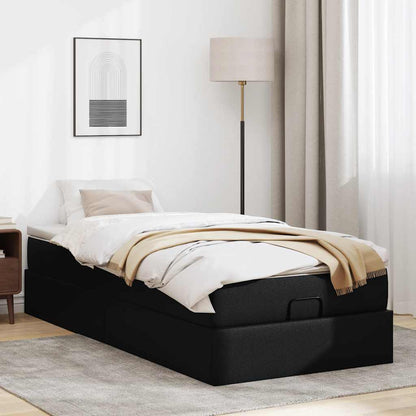 Cadre de lit ottoman avec matelas noir 90x200 cm similicuir