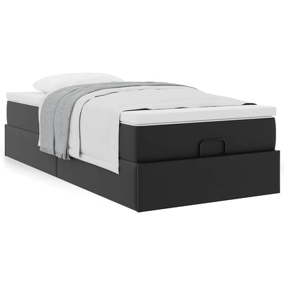 Cadre de lit ottoman avec matelas noir 90x200 cm similicuir