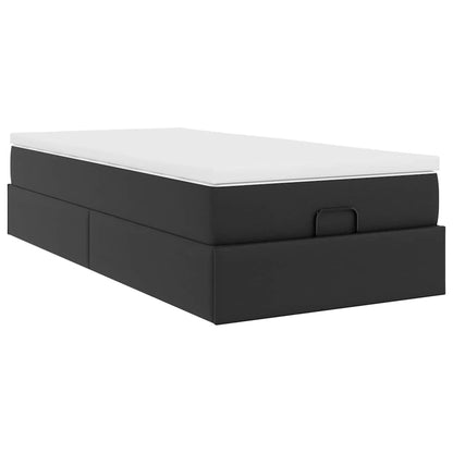 Cadre de lit ottoman avec matelas noir 90x200 cm similicuir