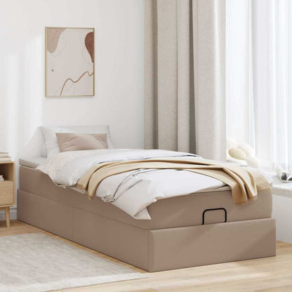 Cadre de lit ottoman et matelas cappuccino 90x200 cm similicuir