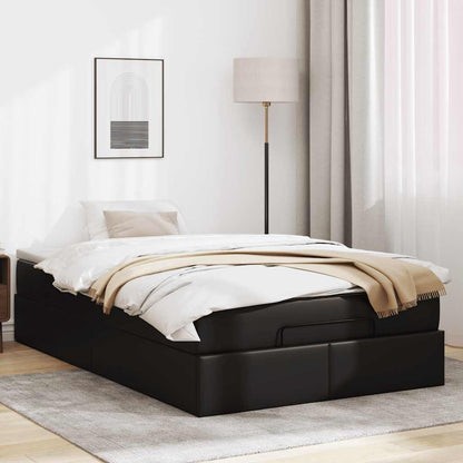 Cadre de lit ottoman avec matelas noir 120x190 cm similicuir