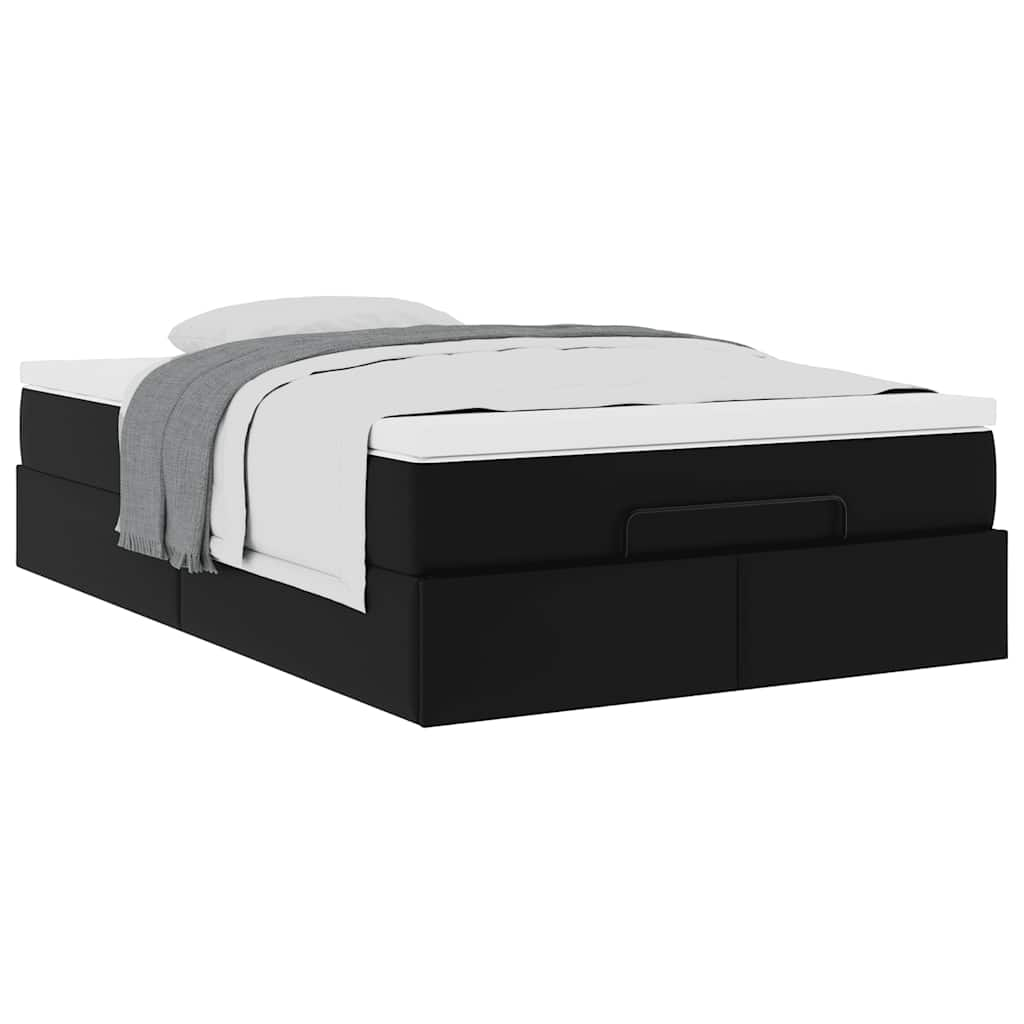 Cadre de lit ottoman avec matelas noir 120x190 cm similicuir