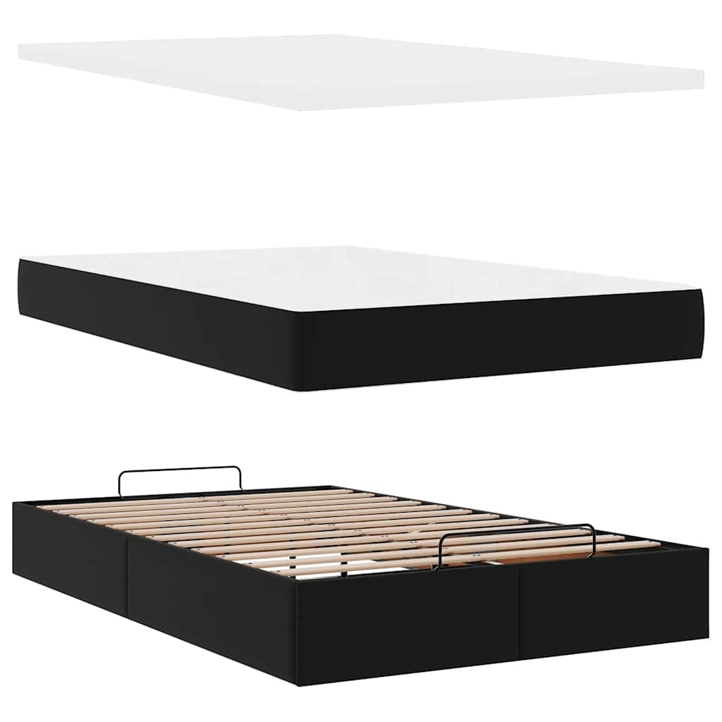 Cadre de lit ottoman avec matelas noir 120x190 cm similicuir