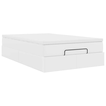 Cadre de lit ottoman avec matelas blanc 120x190 cm similicuir