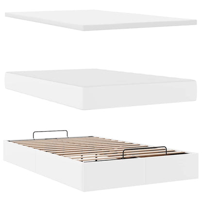 Cadre de lit ottoman avec matelas blanc 120x190 cm similicuir