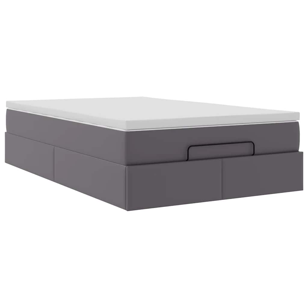 Cadre de lit ottoman avec matelas gris 120x190 cm similicuir