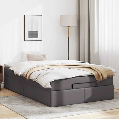 Cadre de lit ottoman avec matelas gris 120x190 cm similicuir