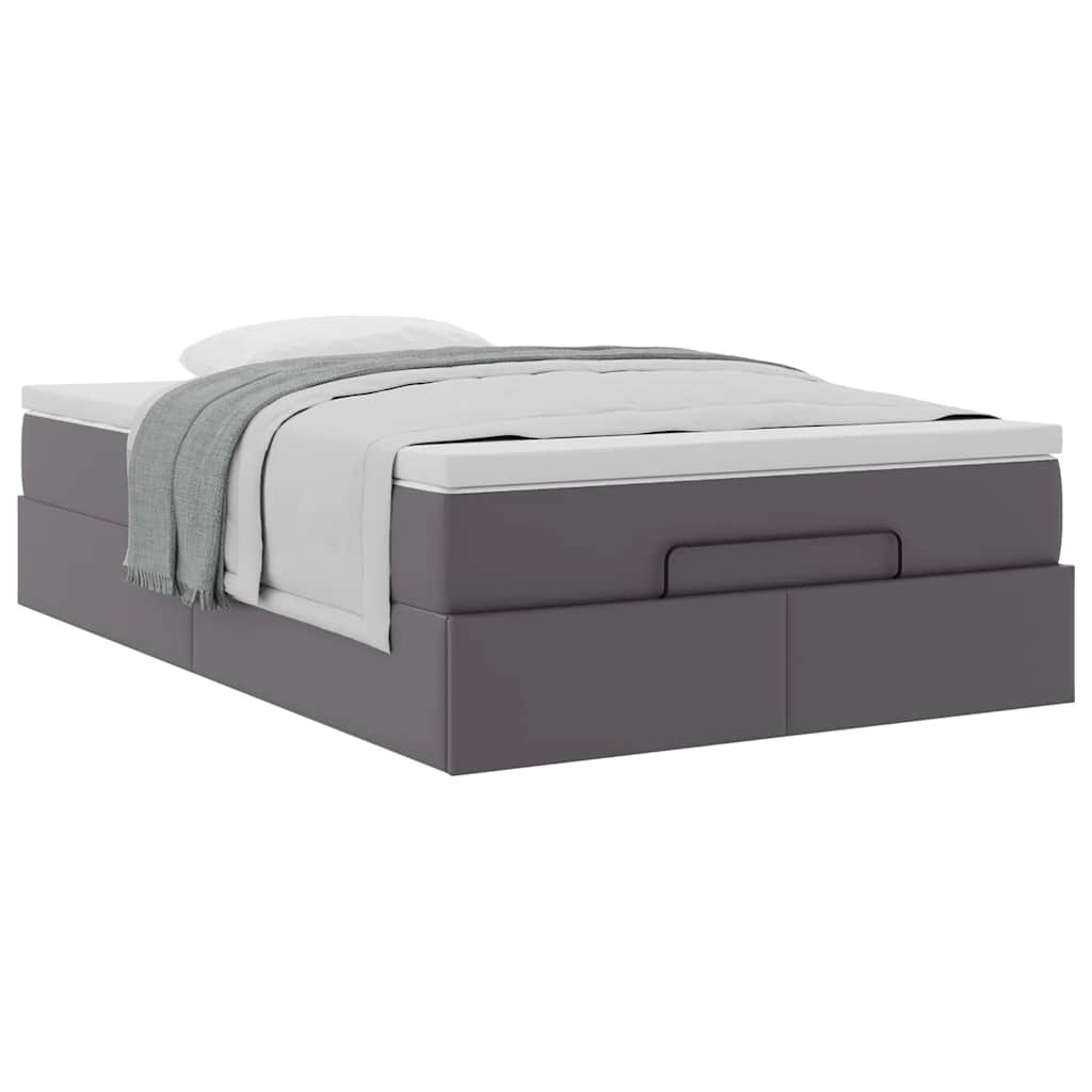 Cadre de lit ottoman avec matelas gris 120x190 cm similicuir