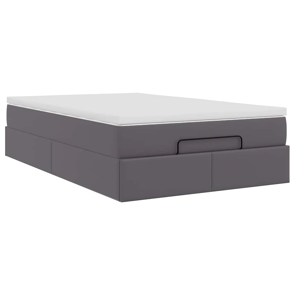 Cadre de lit ottoman avec matelas gris 120x190 cm similicuir