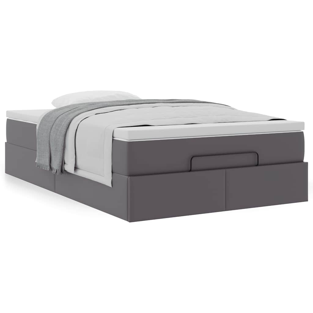 Cadre de lit ottoman avec matelas gris 120x190 cm similicuir