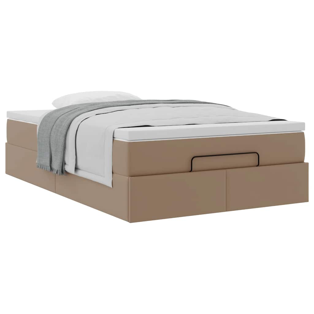 Cadre de lit ottoman et matelas cappuccino 120x190cm similicuir