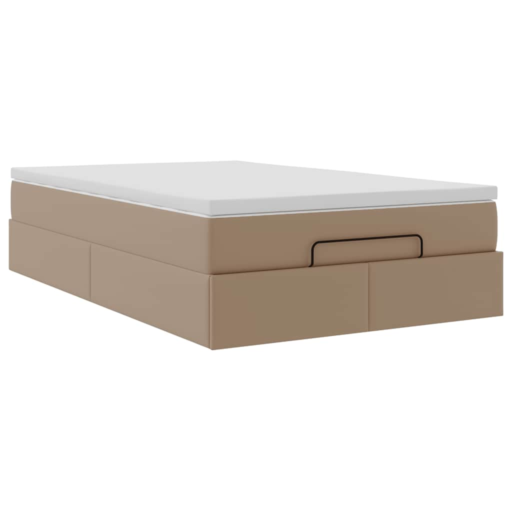 Cadre de lit ottoman et matelas cappuccino 120x190cm similicuir