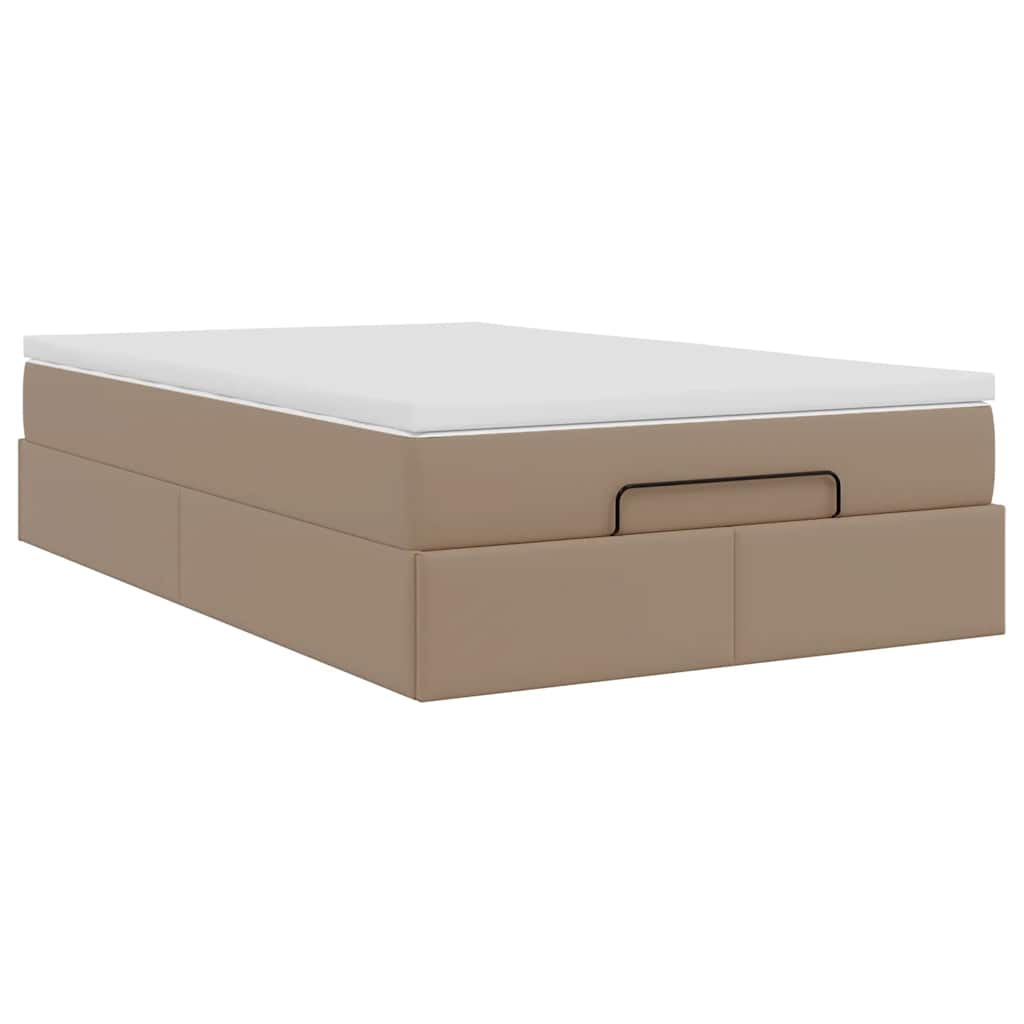 Cadre de lit ottoman et matelas cappuccino 120x190cm similicuir