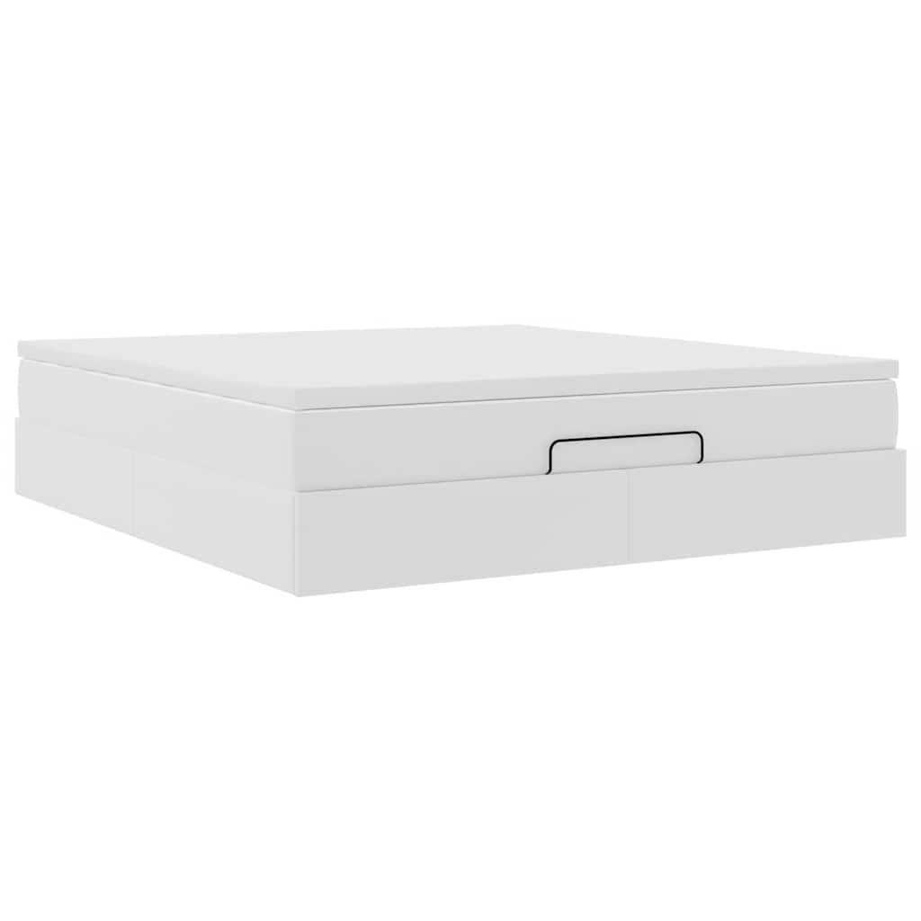 Cadre de lit ottoman avec matelas blanc 180x200 cm similicuir