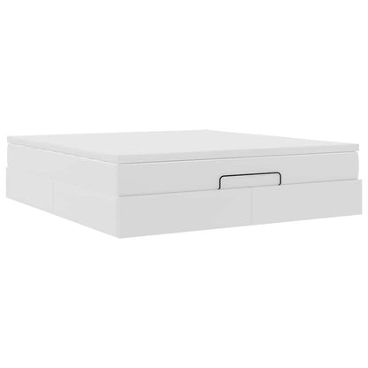 Cadre de lit ottoman avec matelas blanc 180x200 cm similicuir