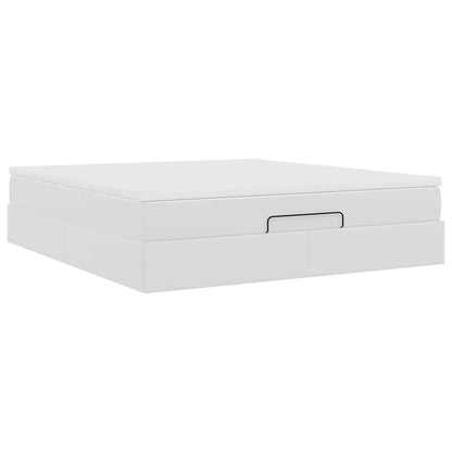 Cadre de lit ottoman avec matelas blanc 180x200 cm similicuir