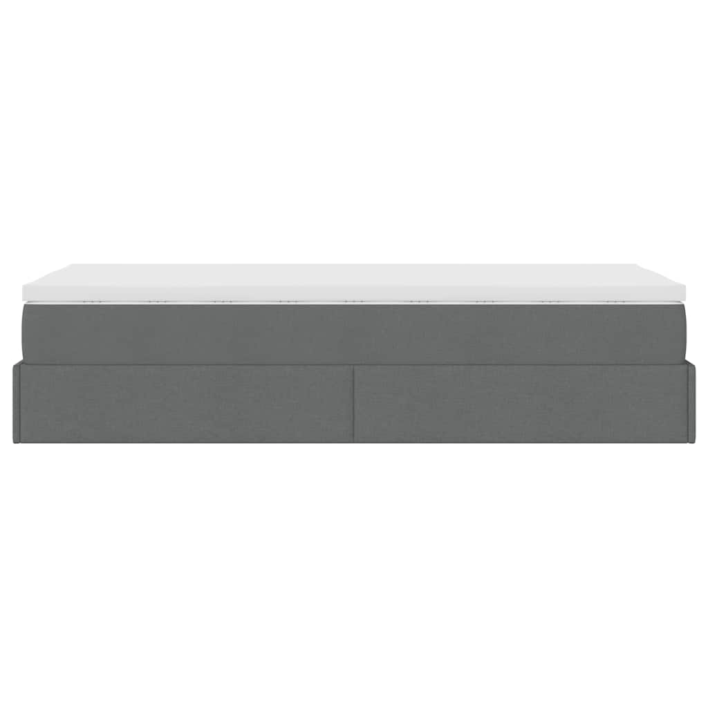 Cadre de lit ottoman avec matelas gris foncé 90x200 cm tissu